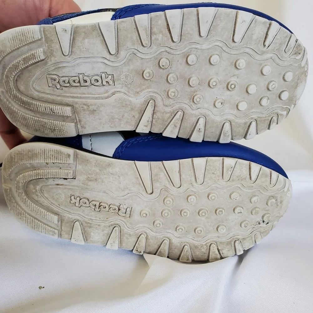 Reebok Classic Leather Infants Running Shoes‎ Blue/Black/White 7